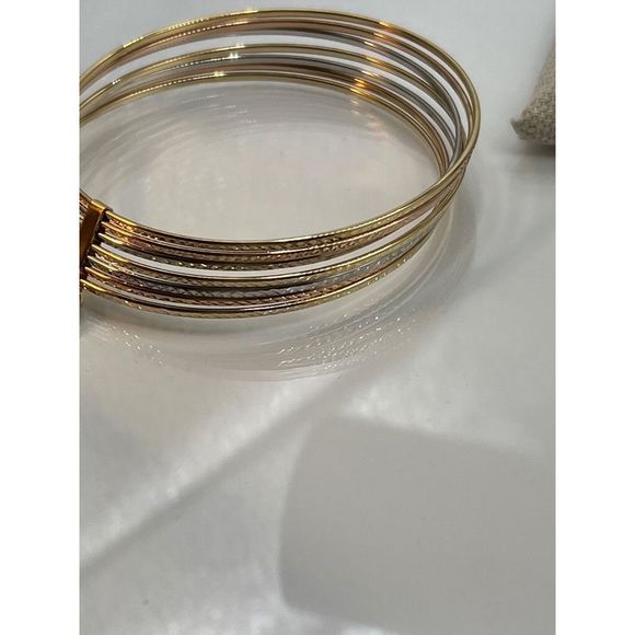 14k Tricolor Gold Set of Seven Bangles a/k/a Seminario Bangles - Picture 5 of 9